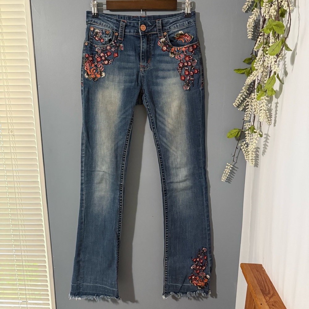 Grace in LA Flare Leg Jeans with Embroidery